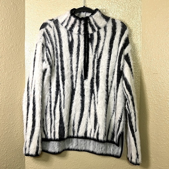 Anthropologie Cindy Eyelash Zebra Animal Print Half-Zip Sweater size sma… - Picture 3 of 6